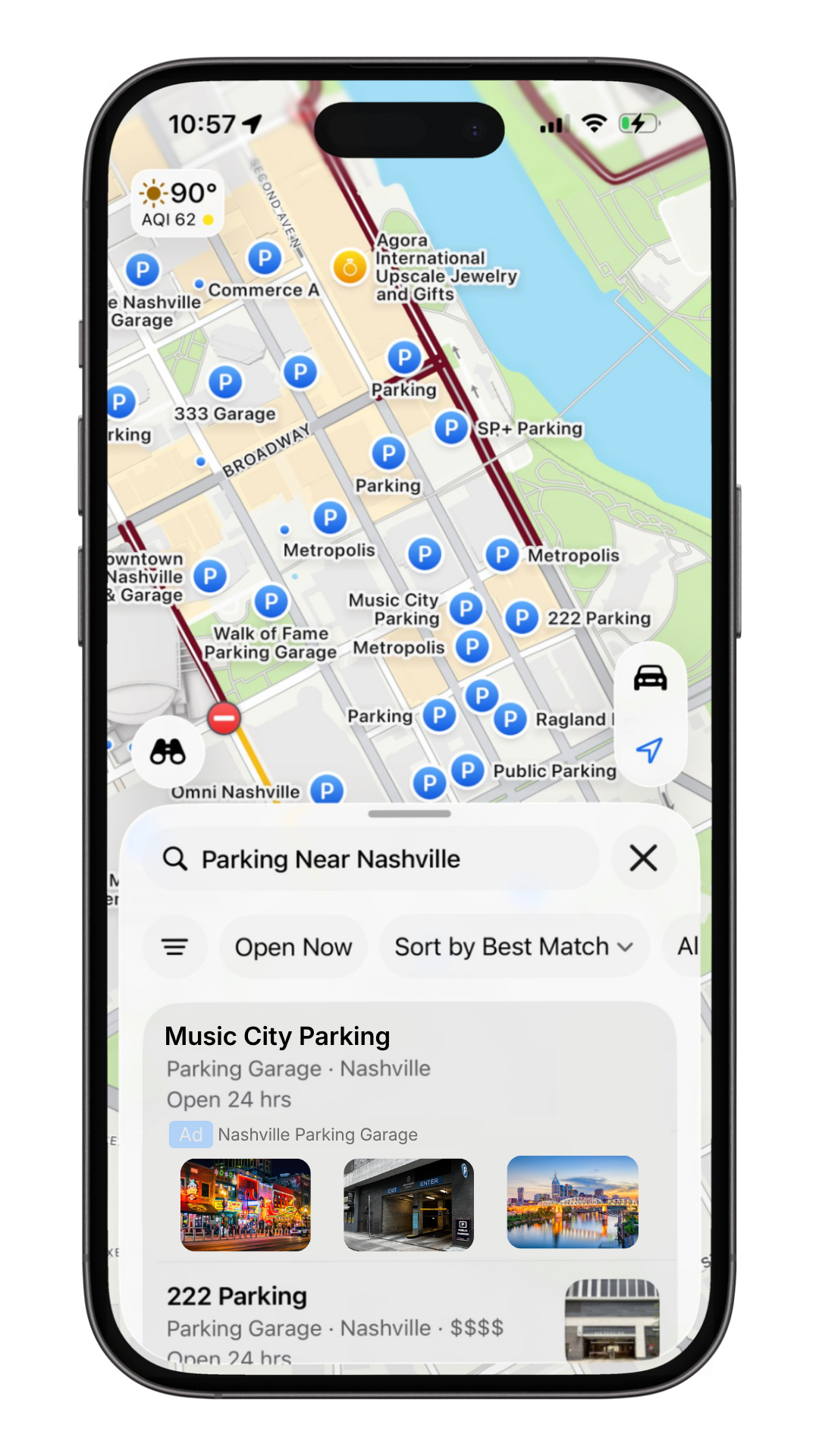 Apple Maps suggested places with sponsored listing