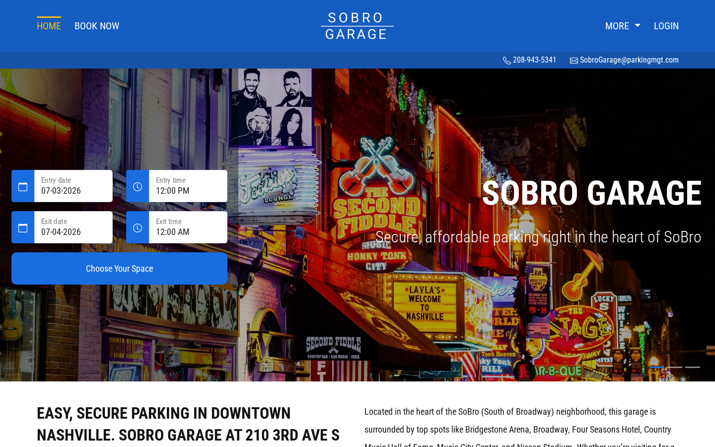 Music City Parking website